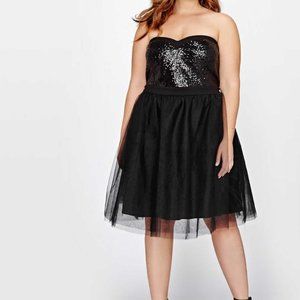Michel Studio Bustier Sequin Dress With Crinoline